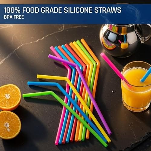 15 FITS ALL TUMBLERS STRAWS - Reusable Silicone Straws for 30 and 20 oz Yeti - Flexible Easy to Clean + 2 Cleaning Brushes - BPA Free, No Rubber Taste Drinking - Best Value for Money Pack thumbnail 2
