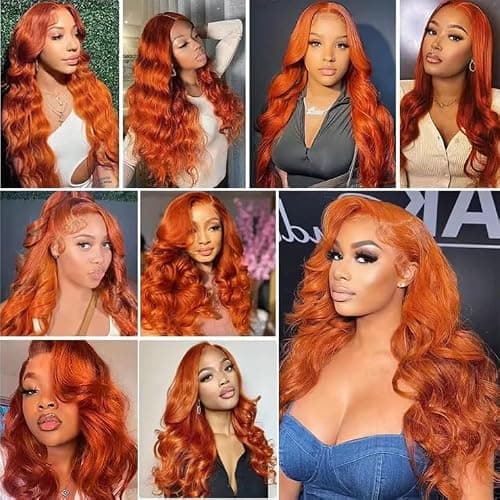 Fumuakoor 26 28 30 Inch Color #350 Bundle Orange Body Wave Human Hair Bundles Unprocessed Virgin Hair Ginger Body Wave Bundle 50 Gram Per Bundle thumbnail 2