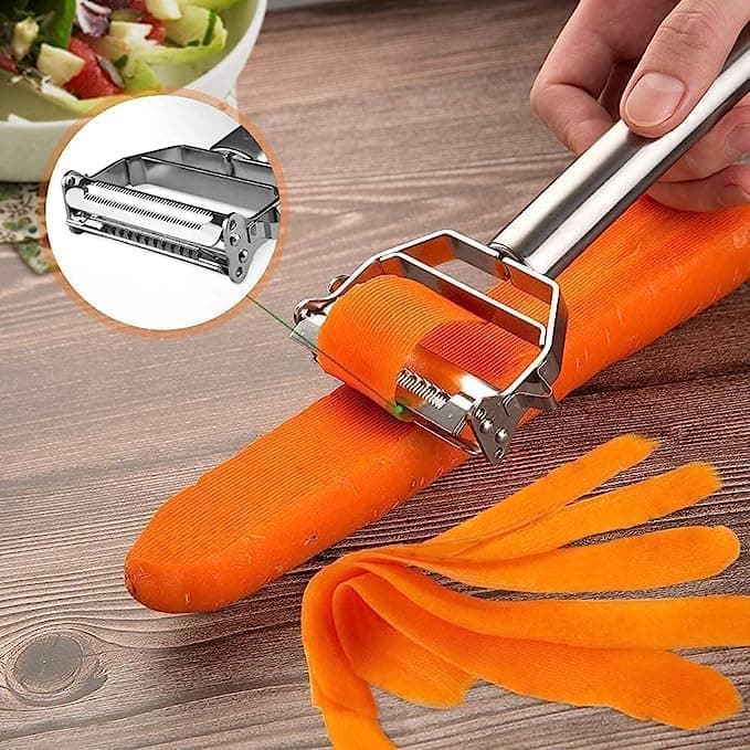 2 in 1 Peeler Julienne for Salad, Potato, Vegetable Slicer, Multi-Functional, Fruit Slicer, Adjustable Veggie Shredder, Kitchen Noodle Cutter, Stainless Steel (2 in 1 Peeler) thumbnail 3