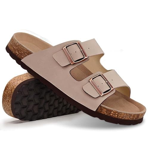 AUGCY Womens Sandal Cork Footbed Slide, Arch Support Slides for Women with Adjustable Buckle, Comfortable Summer Beach Outdoor Sandals thumbnail 6