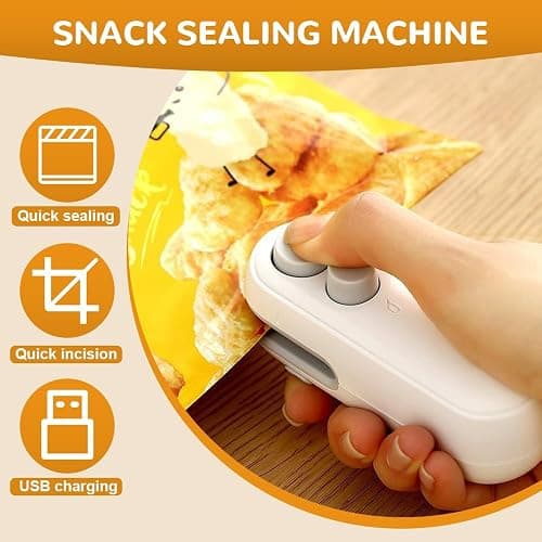 Mini Bag Sealer, 2025 Upgraded 2 in 1 Mini Bag Sealer with Cutter and Magnet, Rechargeable Mini Bags Sealer Portable Resealer Machine for Snack Plastic Bags Food Storage Travel (1, White) thumbnail 3