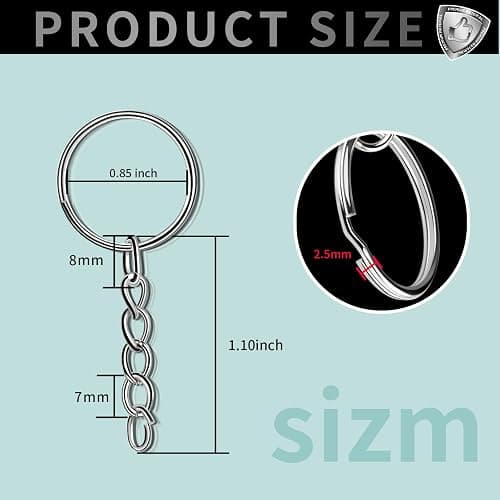 Teenitor 120Pcs Key Chain Rings Keychain Rings 1inch, Keychain Making Supplies, Key Chain for Crafts, Key, Car thumbnail 3