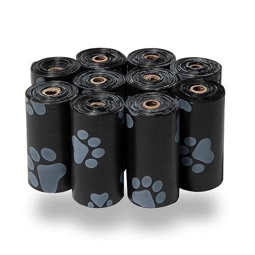 Best Pet Supplies Poop Bags for Dogs - Black, 150 Count | Scented, Leak-proof, Easy-Tear perforations, 15 Thick Bags per roll, Outdoor Walking & Travel, Fits Standard Holders - Image 1
