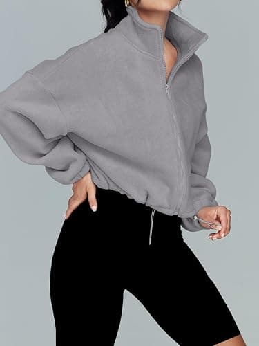 AUTOMET Womens Fleece Jackets Zip Up Oversized Sweatshirts Winter Clothes Long Sleeve Crop Sherpa Fall Outfits Fashion thumbnail 4