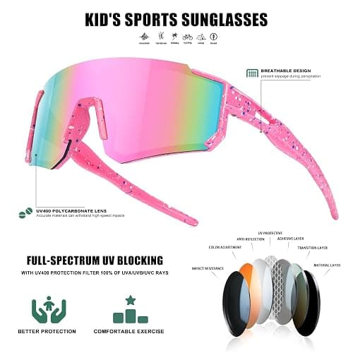 SEKKAF Kids Sunglasses Youth Baseball Sunglasses for Boys Girls Softball Sports Sun Glasses UV Protection thumbnail 4
