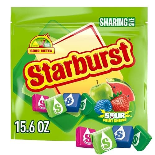STARBURST Sour Chewy Candy Individually Wrapped Fruit Chew, Sharing Size, 15.6 Oz Resealable Bag - Image 1