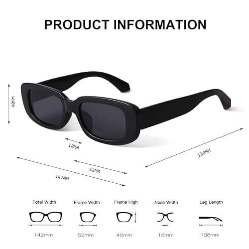 BUTABY Rectangle Sunglasses for Women Retro Driving Glasses 90’s Vintage Fashion Narrow Square Frame UV400 Protection thumbnail 4
