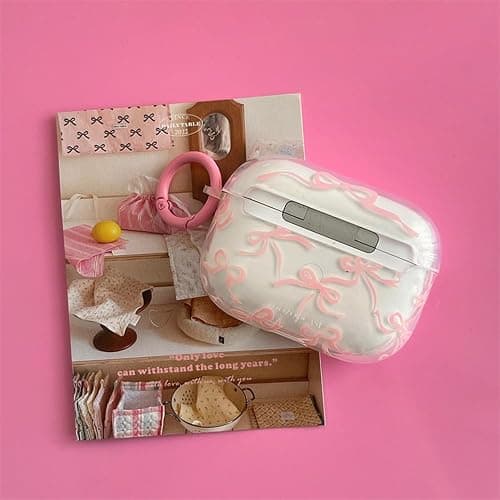 Reownest Clear for AirPods 4th Generation (2024) Cute Bow Pattern Bowknot Aesthetic Design Shockproof Keychain Cover Soft Headphone Cases for Airpods 4 -Clear thumbnail 5