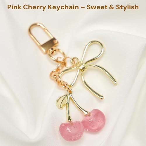 YDF Cherry Keychain Cute Bag Charm Women Leather Keyring Car Keys Gift Mother's Day Birthday Valentine's Purse Accessory thumbnail 7