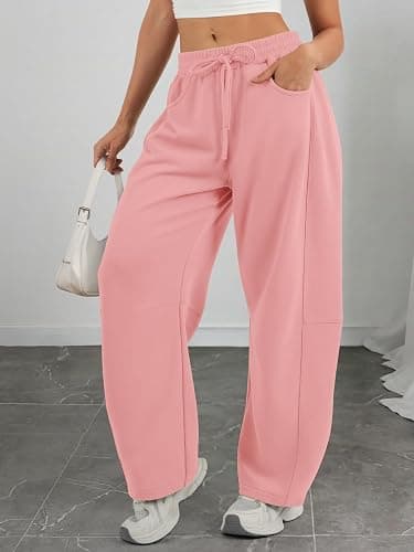ATHMILE Barrel Sweatpants Women Fall Fashion Wide Leg Pants 2025 Baggy Lounge Comfy Flowy Sweat Pants with Pockets thumbnail 5
