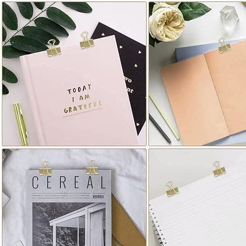 Creechwa Paper Binder and Clips Set, Metal Assorted Sized Binders with Push Pins, Cute Office Supplies, Teacher Desk Must Haves, Cute Desk Accessories thumbnail 7