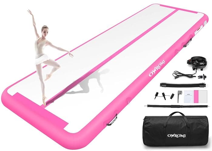 Inflatable Tumble Track Gymnastic Mat 6.6ft 10ft 13ft 16ft 4/8 Inch Thickness Mats with Air Pump for GYM/Yoga/Dance/Water Fun - Image 1
