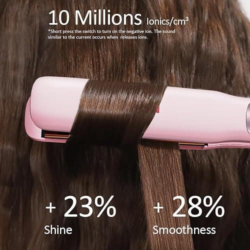 Faszin Professional Hair Straightener, 1.18 inch Ionic Titanium Plate, 20S Fast Heat Up Flat Iron with Clear LED Display, 2 in 1 Straightener and Curler Styling Tool for Straighten Hair (Pink) thumbnail 4