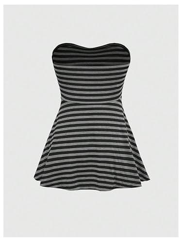 SOLY HUX Women's Y2k Striped Bandeau Tube Top Vintage Party Strapless Flowy Vest Shirts thumbnail 3