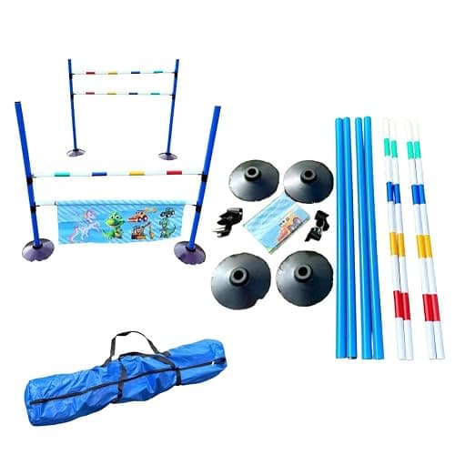 Equirail Kids Hobby Horse Jump Set – Set of 2 Adjustable Show Jumps with Poles, Cups & Filler – Includes Carry Bag – Garden Equestrian Toy - Image 1