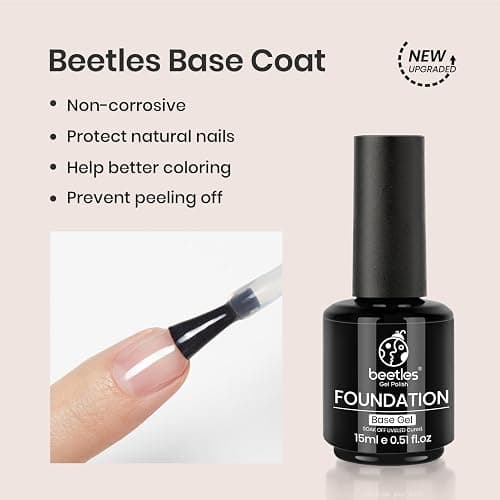 Beetles 2 Pcs 15ml No Wipe Gel Top Coat and Base Coat Set - Shine Finish and Long Lasting, Soak Off LED Nail Lamp Gel Base Top Coat Finish Nail Art Design Manicure Gifts for Women - 0-Base Top Coat thumbnail 3