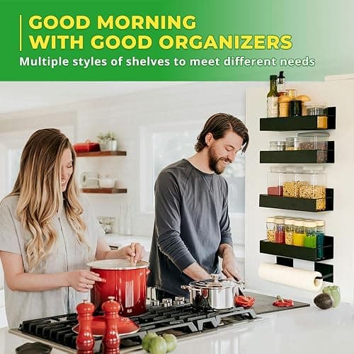 EUNOMOS Magnetic spice rack set for refrigerator, space saver with rack | Strong magnetic shelf for fridge, extra storage | Seasoning organizer for Kitchen thumbnail 4