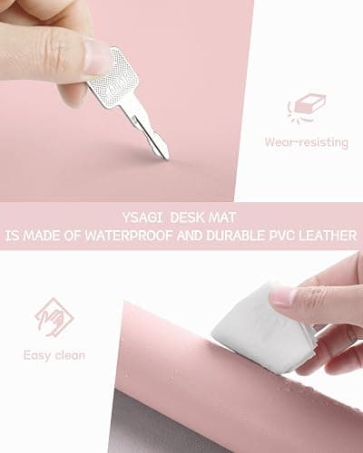 YSAGi Non-Slip Desk Pad,Mouse Pad,Waterproof PVC Leather Desk Table Protector,Ultra Thin Large Desk Blotter, Easy Clean Laptop Desk Writing Mat for Office Work/Home/Decor (Pink, 31.5" x 15.7") thumbnail 6