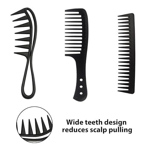 GVSS Ensemble de 4 Pièces Peigne à Cheveux Bouclés Antistatique, Dents Larges pour Tous Types de Cheveux, Femmes et Hommes, Noir thumbnail 4