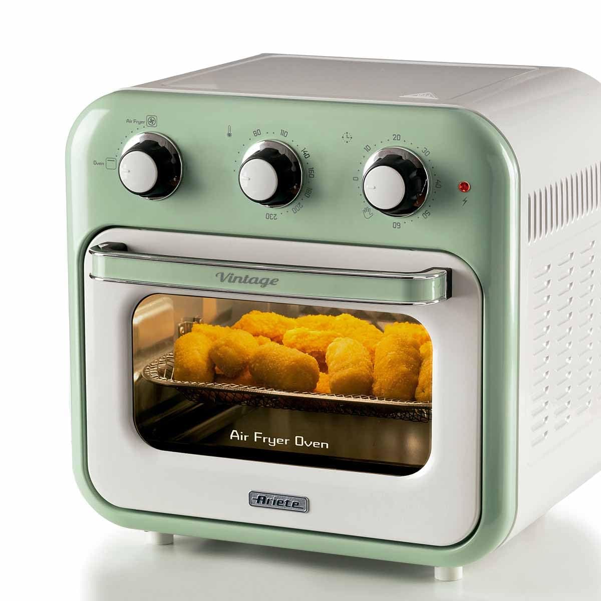 Ariete 4632, Fritadeira 2 em 1, Air Fryer e Forno Elétrico Vintage Verde, Capacidade de 16 Litros, 1400 Wats, Porta Transparente - 127V - Image 1