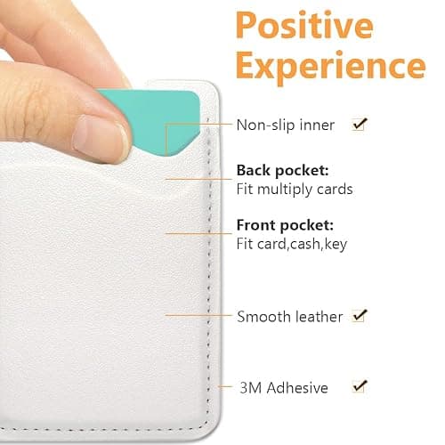 Leather Phone Card Holder, Stretchy Credit Card Holder for Phone Case - 2Pack White thumbnail 2