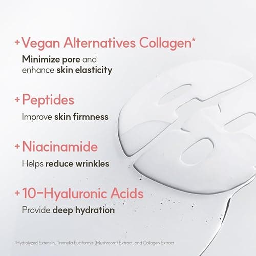 THE FACE SHOP Original Vegan Collagen Face Mask, Korean Glass Skin Essential, Peptide Hydrogel Mask for Firming & Skin Elasticity, Moisturizing, 4EA thumbnail 6