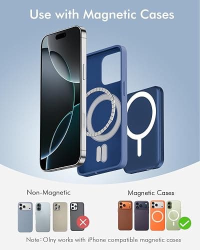 podoru for Magsafe Battery Pack, 5000mAh Magnetic Power Bank with Type-C Cable 20W PD Fast Charging Lighting Input Wireless Portable Charger for iPhone 17/16/15/14/13/12/ All Series-Dark Blue thumbnail 2