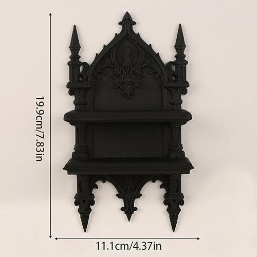 Uqezagpa Coffin Shelf Double Gothic Wall Shelf for Crystal and Plant Display Gothic Wall Decor Floating Shelves, Easy Assembly, 7.8" X 4.4 thumbnail 3