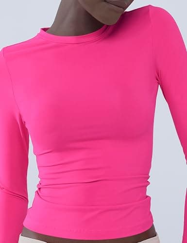 Women's Soft Long Sleeve Shirts Crew Neck Tops Basic Tees Stretchy Going Out Crop Tops Y2K Slim Fit T-Shirts thumbnail 7