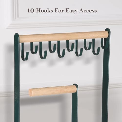 ProCase Jewelry Stand Holder Organizer, 4-Tier Necklace Holder with Ring Tray, 10 Hooks Necklaces Hanging Small Jewelry Display Storage Tower Tree for Bracelets Earrings Watches -Medium, Green thumbnail 6