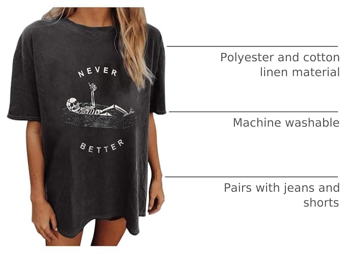 Wukreran Oversized Tops for Women Short Sleeve Shirts Dressy Casual Plus Size Cute Graphic Tees Summer Loose Fit T-Shirts thumbnail 4