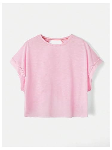 SOLY HUX Women Open Back Tops Workout Backless Tee Casual Athletic Shirts Short Sleeve Oversized Gym T Shirt thumbnail 2