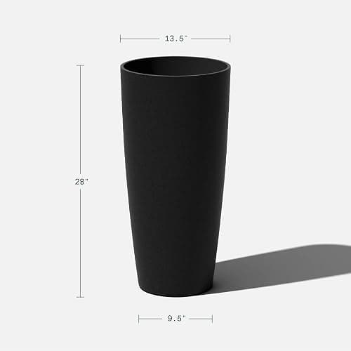 Veradek Vega Round Tall Planter Pots for Indoor/Outdoor Use | Made from Plastic - Stone Mix with Drainage Holes | Perfect for Small to Large Succulent Plants, Flowers, Modern Interior Plants thumbnail 9