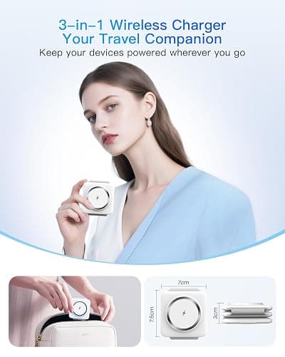 Charging Station for Apple Multiple Devices - 3 in 1 Foldable Magnetic Wireless Charger Dock - Travel Charging Pad for iPhone 17 16 15 14 13 12 Pro Max Plus Watch & Airpods thumbnail 2