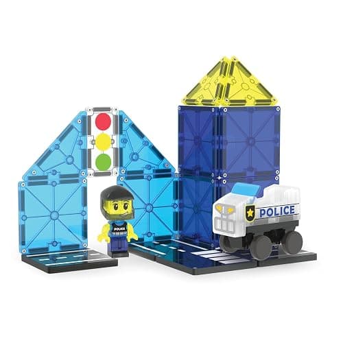 Magna-Tiles Police Patrol 20-Piece Magnetic Construction Set, The Original Magnetic Building Brand thumbnail 6