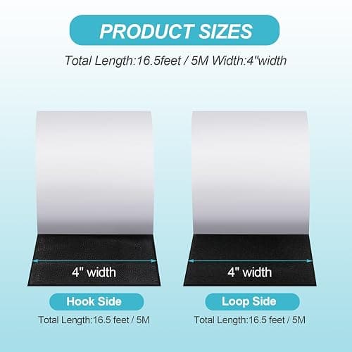 4.4''×16.5 Feet Black Heavy Duty Hook and Loop Tape Adhesive, Keep Couch Cushions from Sliding or Blowing at Outdoor, Picture Wall Hanging, No Punching Wall Mounting, Keep Your Carpet Rugs in Place thumbnail 7