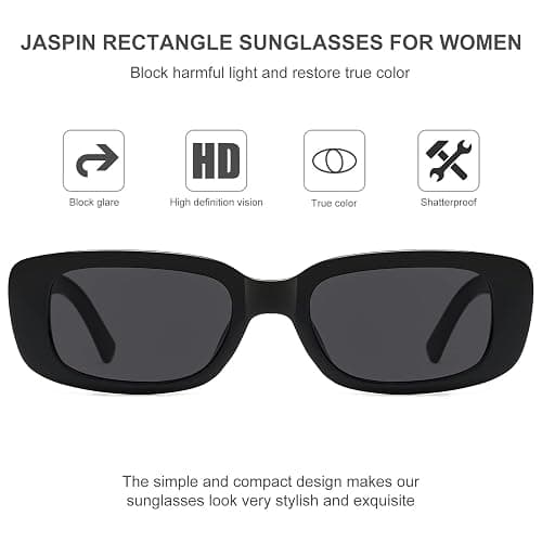 JASPIN Rectangle Sunglasses for Women Men Trendy Y2k Retro 90s Sun Glasses UV Protection Cool Square Frame thumbnail 5