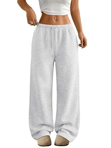Trendy Queen Womens Wide Leg Sweatpants Baggy Drawstring Low Rise Lounge Pants 2026 Fall Joggers with Pockets - Image 1