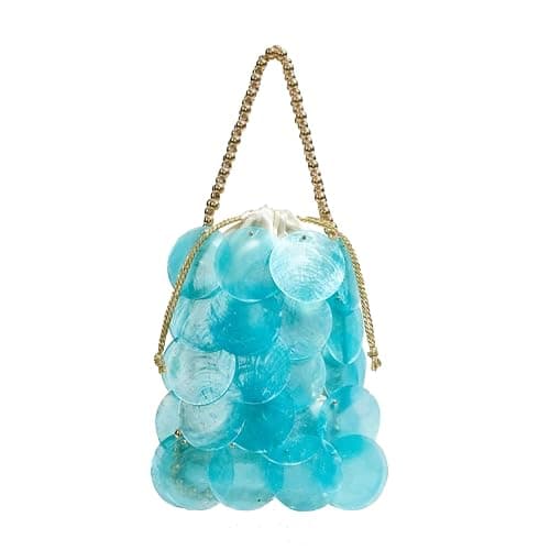 BCVWQXA Women Fashion Shell Woven Handbag Chic Shell Beach Bag Beaded Chain bag for Summer Travel Beach Party - Image 1