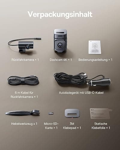 Baseus VD1 Pro Dashcam Auto Vorne Hinten 4K+1080P, Solar-Dashcam mit 14-Tägiger Batterie-Standby-Parkmodus, Dash Camera Auto mit Akku, STARVIS Nachtsicht, 5GHz WLAN, GPS, 32GB Karte thumbnail 9