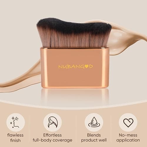NUBANGOO Professional Kabuki Foundation Brush,Makeup Brush, Self Tanner Brush,Self Tanning brush,Foundation Makeup Brush Cream Powder Liquid,Face Neck Body Leg Tanning Makeup (Pink Gold) thumbnail 6
