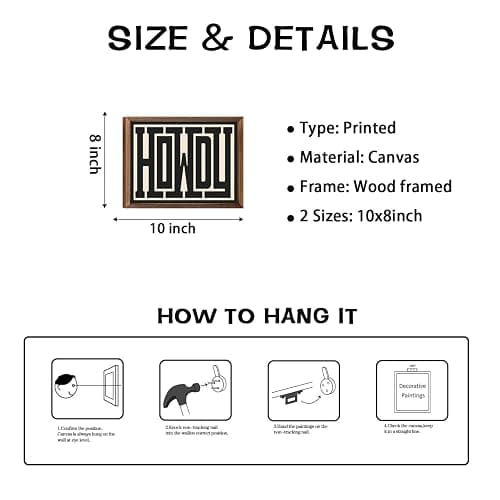 Framed Howdy Wall Art Gifts Western Modern Wall Decor Southern Home Decor Ranch Wall Decor Howdy Poster Modern Farmhouse Canvas Painting Home Decor for Bathroom Bedroom Living Room 8x10 in Framed thumbnail 2