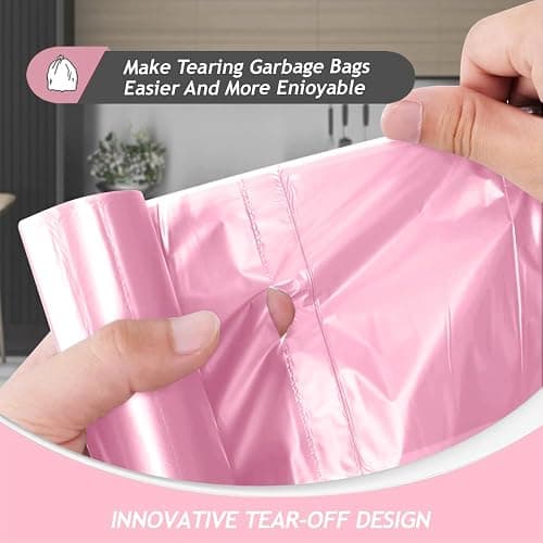 Teivio 2 Gallon 180 Counts Strong Trash Bags Garbage Bags, Bathroom Trash Can Bin Liners, Plastic Bags for home office kitchen, Pink thumbnail 4