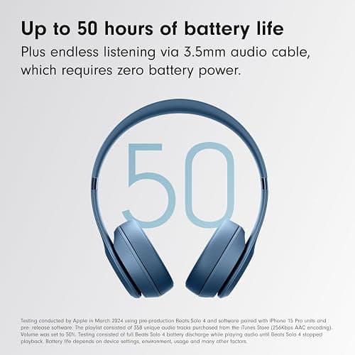 Beats Solo 4 – Wireless Bluetooth On-Ear Headphones, Apple & Android Compatible, Up to 50 hours of Battery Life – Slate Blue thumbnail 5