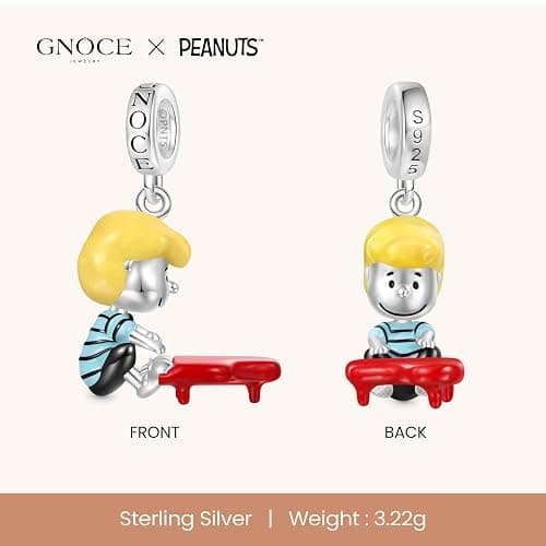 GNOCE Peanuts Snoopy Pendant Dangle Charm for Women, S925 Sterling Silver Dangle Charms for Women Wife, Valentine‘s Day, Mother’s Day Jewelry (Schroeder Piano) thumbnail 3