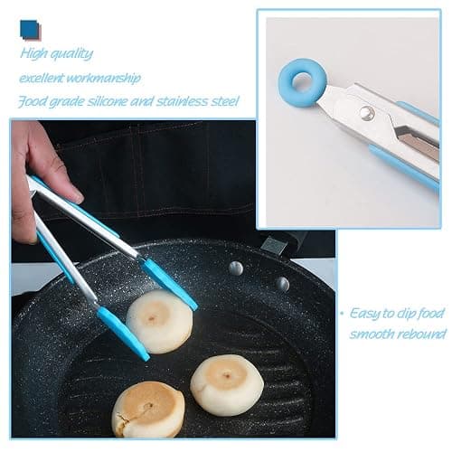 Collfa Mini Kitchen Utensil Set - Five-Piece Set, Tiny Silicone Kids Kitchen Tools - Whisk, Tongs, Spoon, Slotted Spatula - Blue thumbnail 5
