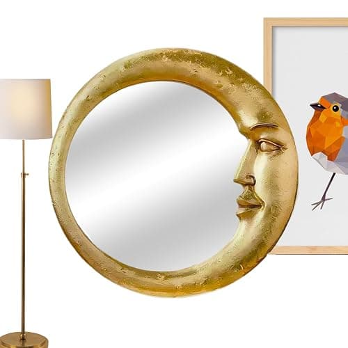 Vintage 90s Witch Moonseer Mirror, Gold Moon Mirror Scrying Wall Decor Lightweight Home Accessory for Dormitory Apartment Rental Den Kitchen Living Room thumbnail 9