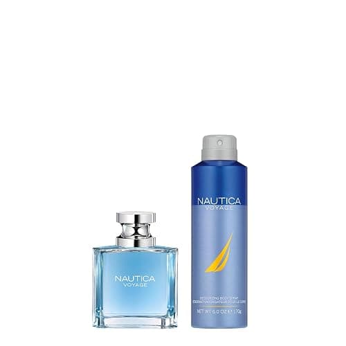 Nautica Voyage Giftset, 1.6 fl oz EDT + 6 oz Deodorizing Body Spray, Notes of Apple, Cedarwood, Mimosa, Men's Fragrance, Long Lasting, Everyday Fragrance thumbnail 2