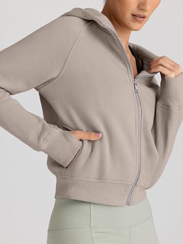 Trendy Queen Womens Zip Up Hoodies Jackets Cropped Sweatshirts Fleece Fall Outfits Casual Comfy Y2k Tops Winter Clothes 2025 thumbnail 4