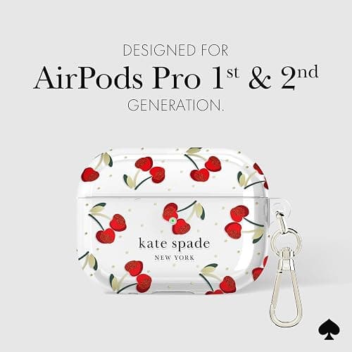 kate spade new york AirPods Pro Protective Case with Keychain Ring - Cherry Dot, Compatible with AirPods Pro 2nd / 1st Generation thumbnail 5